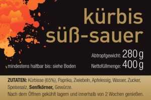 Geschmack im Glas Kürbis süß-sauer